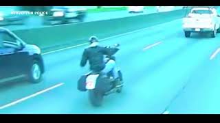 Van rams motorcycle during apparent road rage incident
