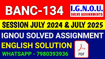 BANC 134 solved assignment 2024-25 | BANC 134 solved assignment 2025 | Ignou BANC 134 in English
