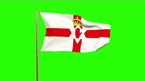 North Ireland Flag Waving In The Wind. Green Screen, Alpha Matte. Loopable Anima Stock Animation