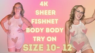 4k WHITE FISHNET TRY ON - Plus Size See Through Body Suit review - RainbowXxRain