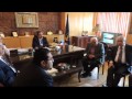 أعضاء نقابة مطاحن الخمس نجوم داخل مكتب مدير الأمن لإيجاد حلول جذرية لمشاكل العمال