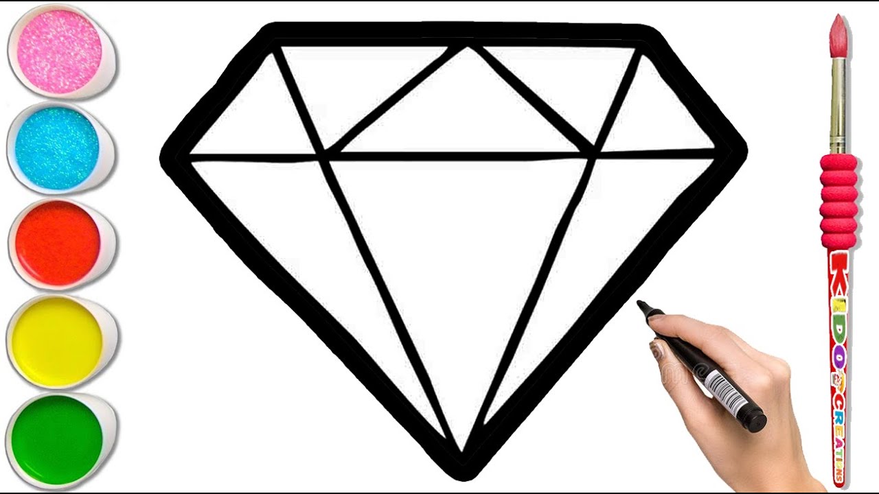 Drawing Diamond, Painting and Coloring for Children - Diamond Easy Drawing - Learn Tutorial