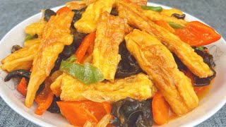 大廚教你「燒腐竹」，這做法比肉都好吃，很多人都不會炒，快來學學 ， A recipe of  Yuba
