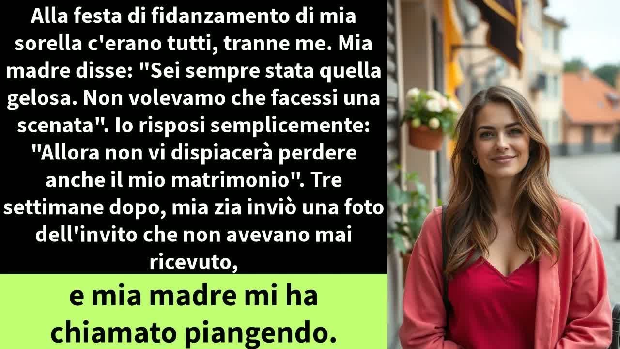 Alla festa di fidanzamento di mia sorella c'erano tutti, tranne me. Mia madre disse：