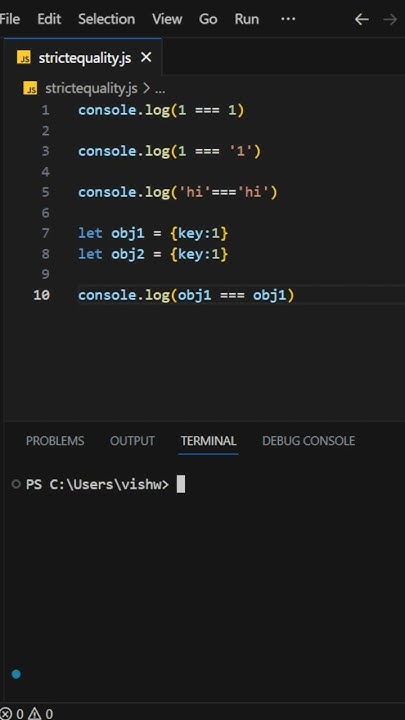 Javascript strict equality operator in telugu - YouTube