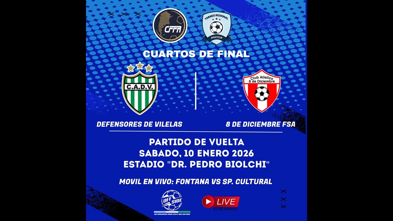 DEFENSORES DE VILELAS VS 8 DE DICIEMBRE//TERCERA RONDA-VUELTA-TORNEO REGIONAL AMATEUR