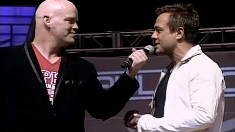 Angus Mitchell of Paul Mitchell on stage at the Wo...