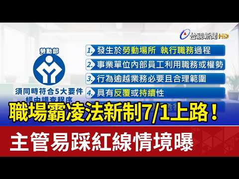 職場霸凌法新制7/1上路！ 主管易踩紅線情境曝
