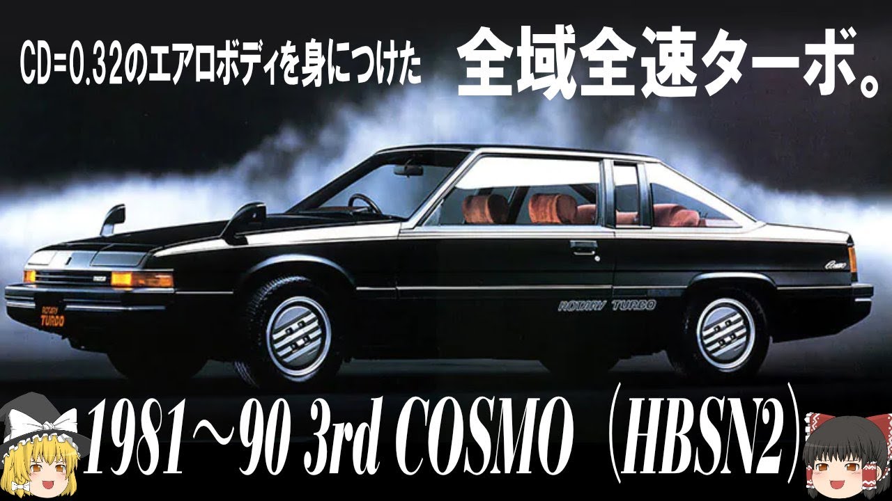 HBSN2 マツダ コスモ　ルーチェ　ロータリー　　 ターボ　パネル　(k) 6＜ゆっくり解説＞マツダコスモ（HBSN2）CD値＝0.32のエアロボディに身