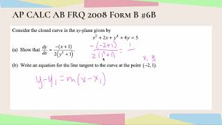AP Calculus AB 2008 Form B 6B | Implicit Differentiation Made Easy! #implicitdifferentiation