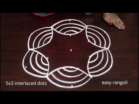 Cute Beginners Muggulu Rangoli Kolam Designs With 5 Dots By Suneetha || Easy Daily Rangavalli