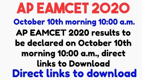AP EAMCET 2020 Results to be declared Tomorrow,//Direct links to download AP EAMCET Results//