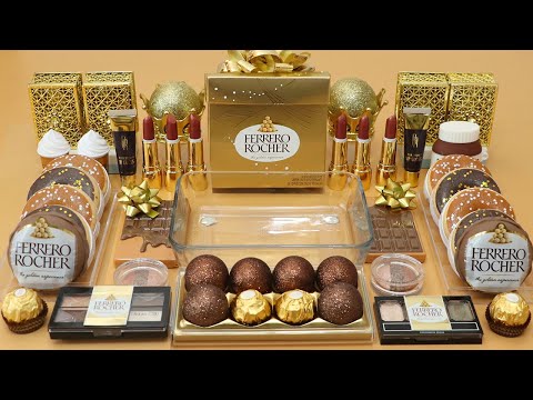 Mixing”Ferrero Rocher” Eyeshadow and Makeup,parts,glitter Into Slime!Satisfying Slime Video!★ASMR★