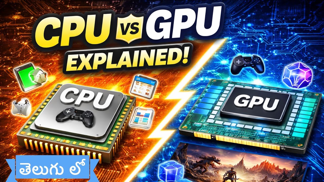 Difference between CPU and GPU explained in Telugu with 3d Animations ...