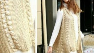 كروشيه.جديد سترة كارديجان من اليز خطوة بخطوة .- Crochet Fringe Vest with Alize