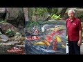 how to paint KOI fish calming Art Ölmalerei melukis ikan koi 鯉の油絵 fish pond painting tutorial 锦鲤鱼油画