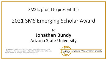 SMS presents the 2021 Emerging Scholar Award to Jon Bundy