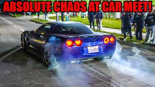 ABSOLUTE CHAOS AT A CAR MEET! (Burnouts, Racing, Full Sends, AND MORE!)
