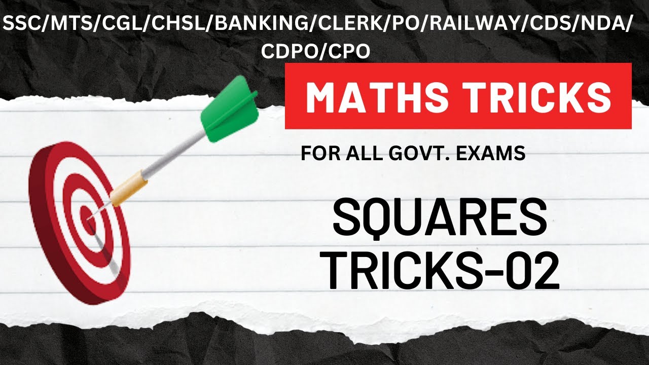 SQUARES TRICKS-02  || BEST VIDEO ON YOU TUBE || All Govt Exams | BY SIDDHANT SIR || 