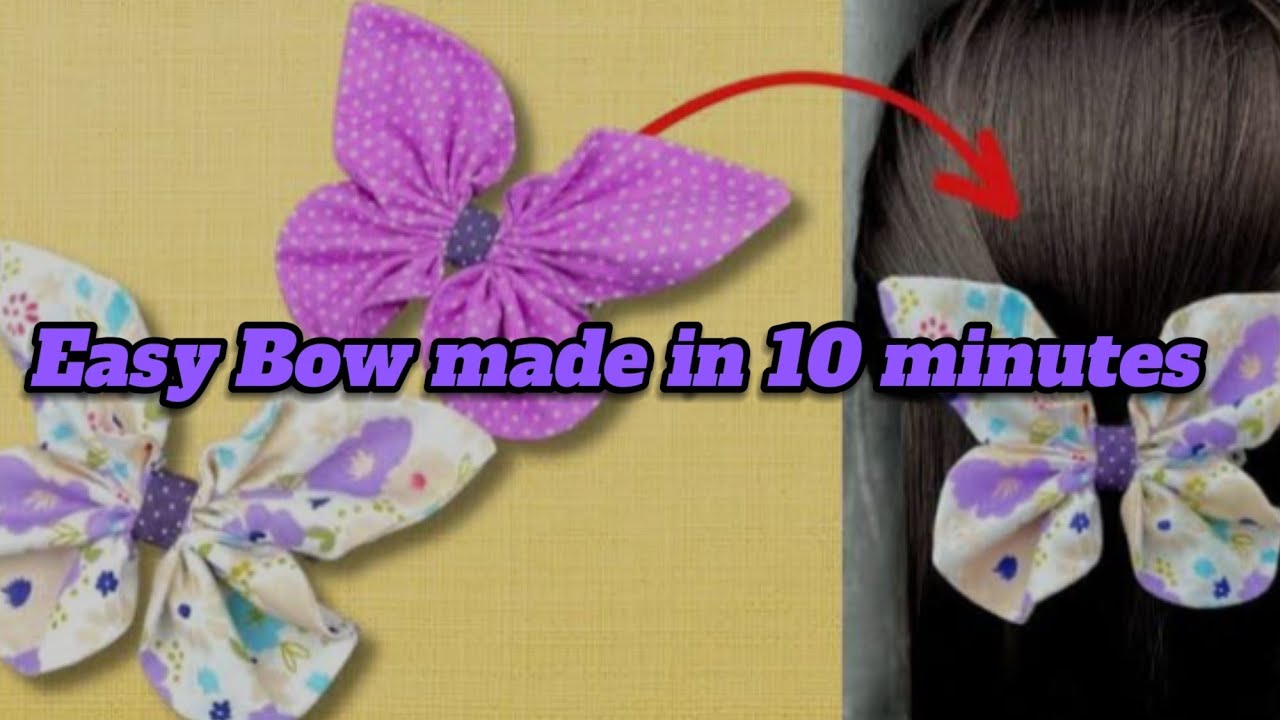 Easy Butterfly hair bow | Just a square and circle hair bow | how to use left over Fabric ✨