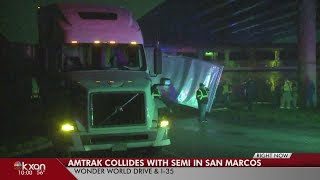 Amtrak train and semi truck collide in San Marcos; no injuries