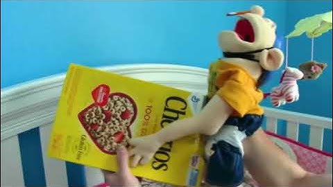 Oh good morning baby ready for my pee pee, he was violating that Cheerio box