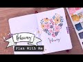 PLAN WITH ME ll February 2021 Bullet Journal ll Flower Theme