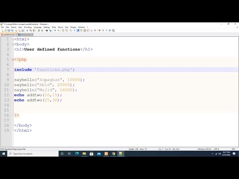 php/mysql: chapter27: Moving functions in seperate php files and using them with 'include'