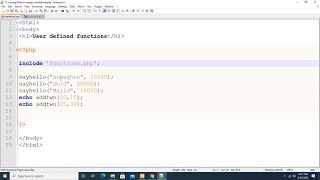 Details php/mysql: chapter27: Moving functions in seperate php files and using them with 'include' Update