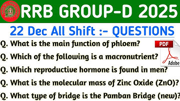 RRB GROUP D 22 DECEMBER All SHIFT | GROUP D ANALYSIS TODAY | GROUP D QUESTION PAPER 2025