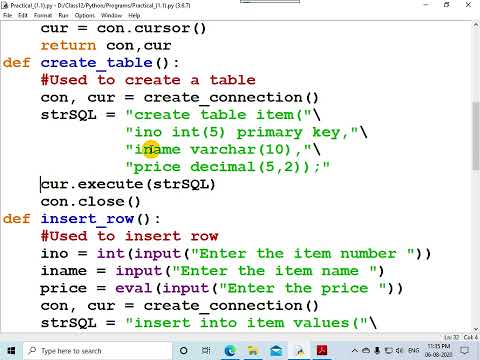 Python-MySQL connectivity: Menu driven program – 2: Part 4 of 4