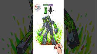 Fusion Drawing | Creeper + Enderman from Minecraft Fusion Art 🌈🎮 #minecraft #creeper #gaming