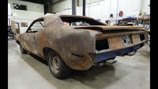 $1,000,000.00 HEMI CUDA BURNED TO THE GROUND AND NOW IT'S BACK. BIGGEST RESTORATION IN GYC HISTORY!