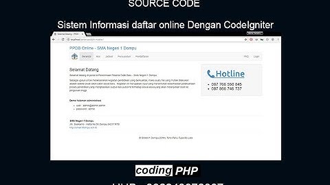 Demo Sistem Informasi daftar online Berbasis Web Dengan CodeIgniter