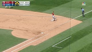 PHI@CHC: Joseph saves runs by fielding tough hop