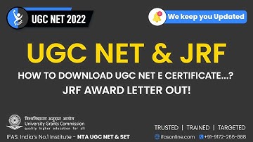 How to Download UGC NET e-Certificate ? | JRF Award Letter Out! | IFAS