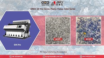 AMD® GV6 Pro Optical Sortex Plastic Recycling Color Sorter Machine for White/Blue PET Flakes Sorting