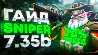 Гайд на Sniper 7.35b Dota2.  Как достичь винрейта 70% и выше!