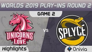 UOL vs SPY Highlights Game 2 Worlds 2019 Play in Round 2 Unicorns of Love vs Splyce by Onivia