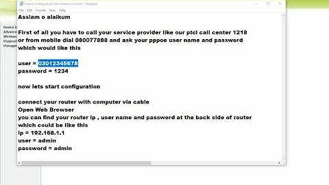 how to configure ptcl dsl modem or router