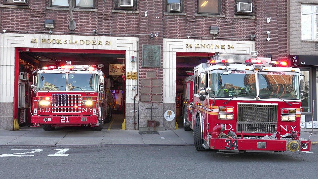 - FDNY Engine 34 + Ladder 21 responding - [HELL´S KITCHEN!] - - YouTube