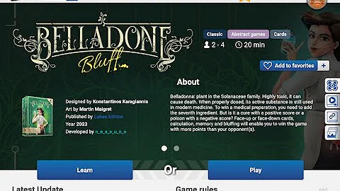 Boardgame Arena Tutorial - Belladone Bluff