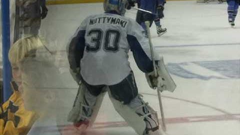 Antero Niittymaki. Warmups in Atlanta.