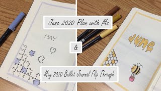 June 2020 Plan With Me + May 2020 Bullet Journal Flip Through | kelessiie