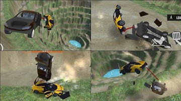 Car Crash Test Simulator 3D Gameplay | McLaren P1 Tesla Model 3 chained | Android Gameplay