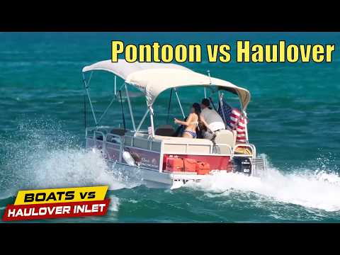 Pontoon Takes On Haulover Inlet | Boats vs Haulover Inlet