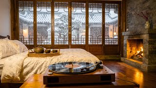1 Hour of Zen Music for Sleep, Study & Work | Snowy Chinese Courtyard & Cozy Bedroom