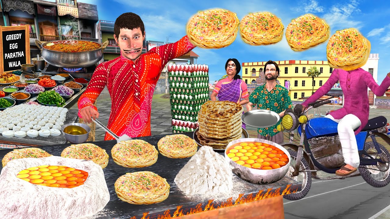 Greedy Egg Paratha Wala | Tasty Street Food Egg Paratha | Comedy Hindi Kahaniya Moral Stories