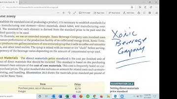 Standard Costs & Variance Analysis:  Xonic Berverage Company Illustration
