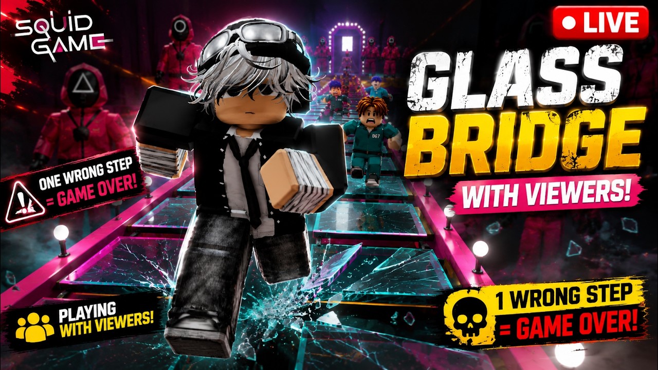 🔴 LIVE | Roblox Squid Game Glass Bridge With Viewers 😱 | Day 8 | Wrong Step = Game Over #robloxlive